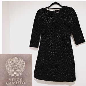 💟🤍Vince Camuto black dress with beads throughout 3/4 sleeve size 4
